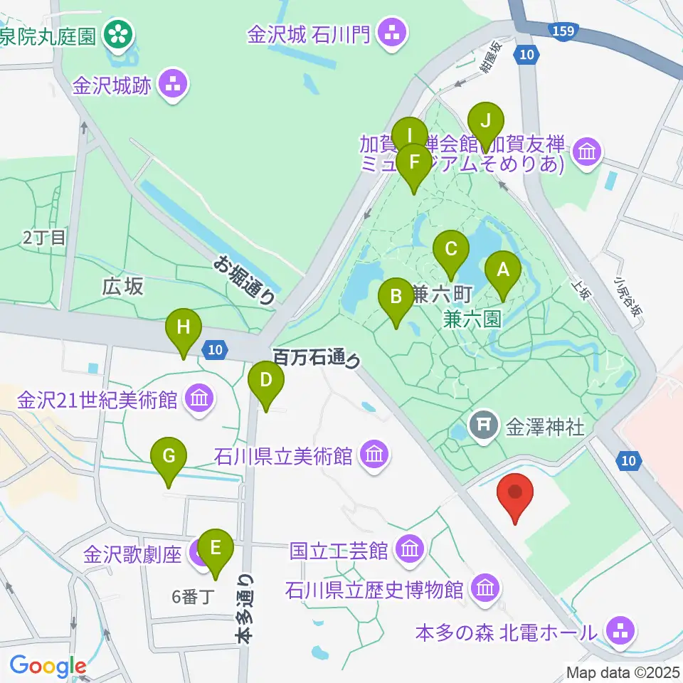 石川県立能楽堂周辺のカフェ一覧地図