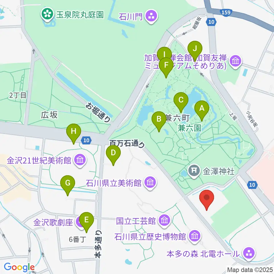 石川県立能楽堂周辺のカフェ一覧地図