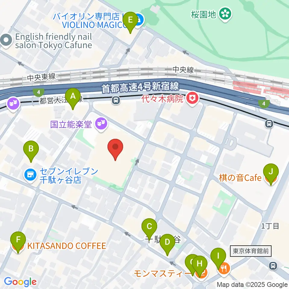 国立能楽堂周辺のカフェ一覧地図