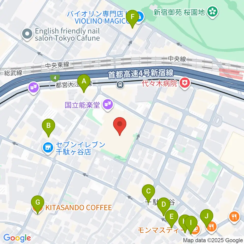 国立能楽堂周辺のカフェ一覧地図