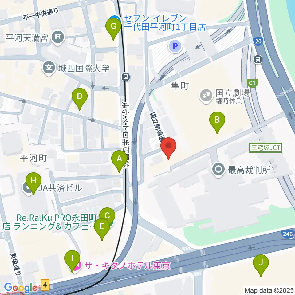 国立演芸場周辺のカフェ一覧地図