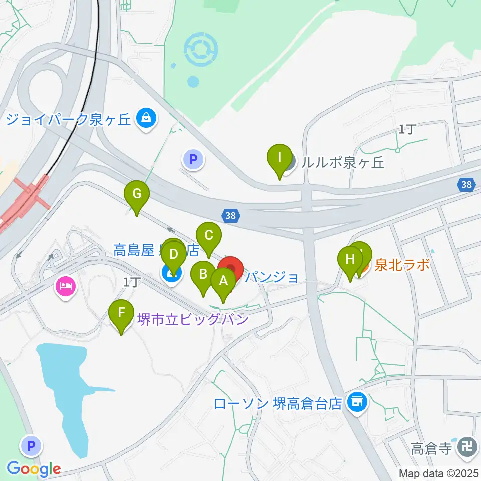 パンジョホール周辺のカフェ一覧地図