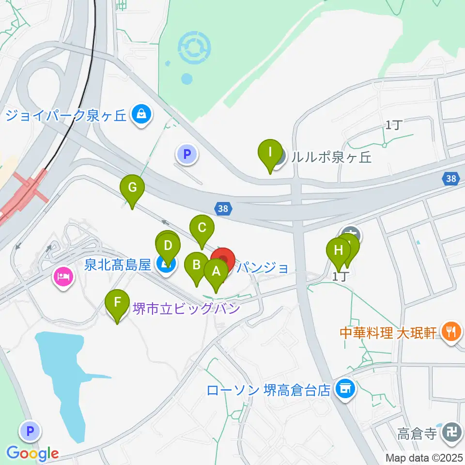 パンジョホール周辺のカフェ一覧地図