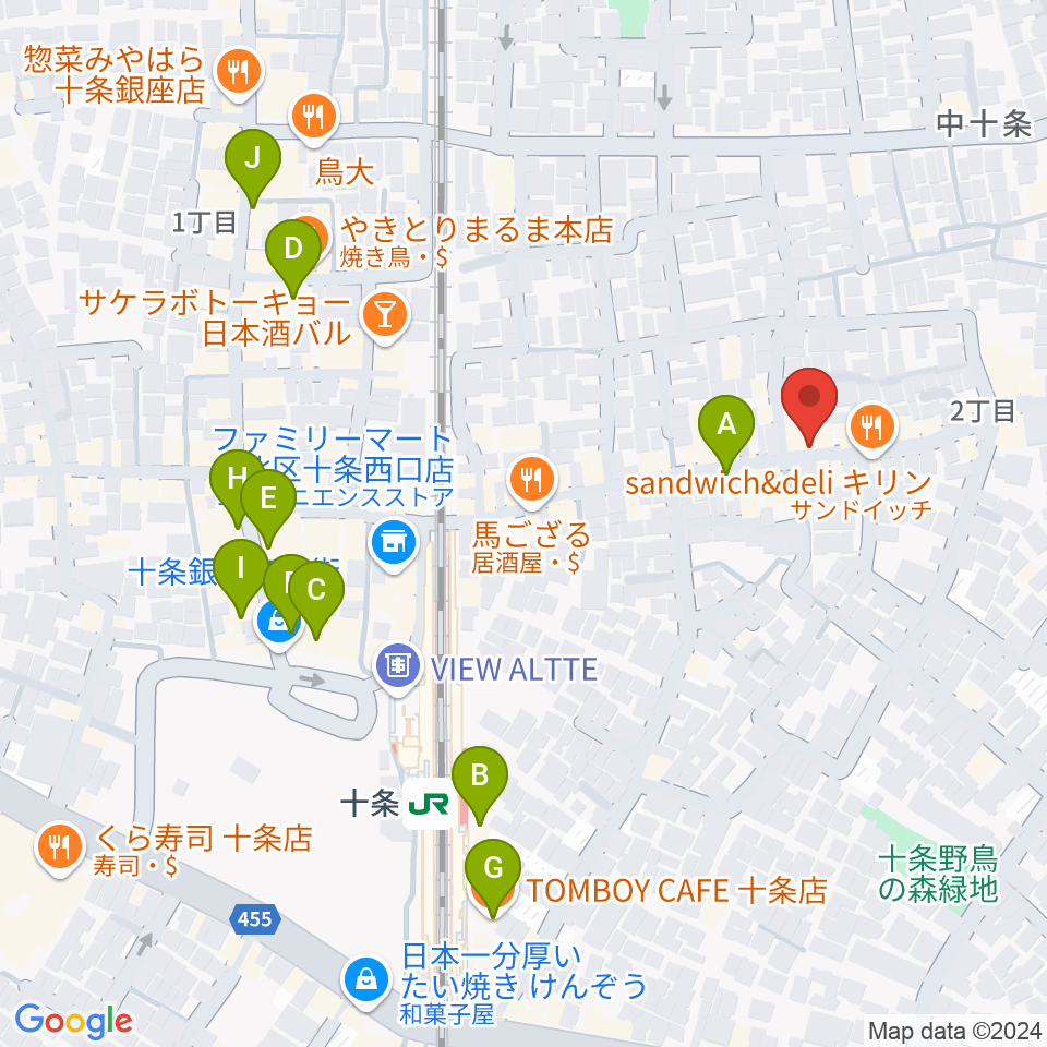 篠原演芸場周辺のカフェ一覧地図