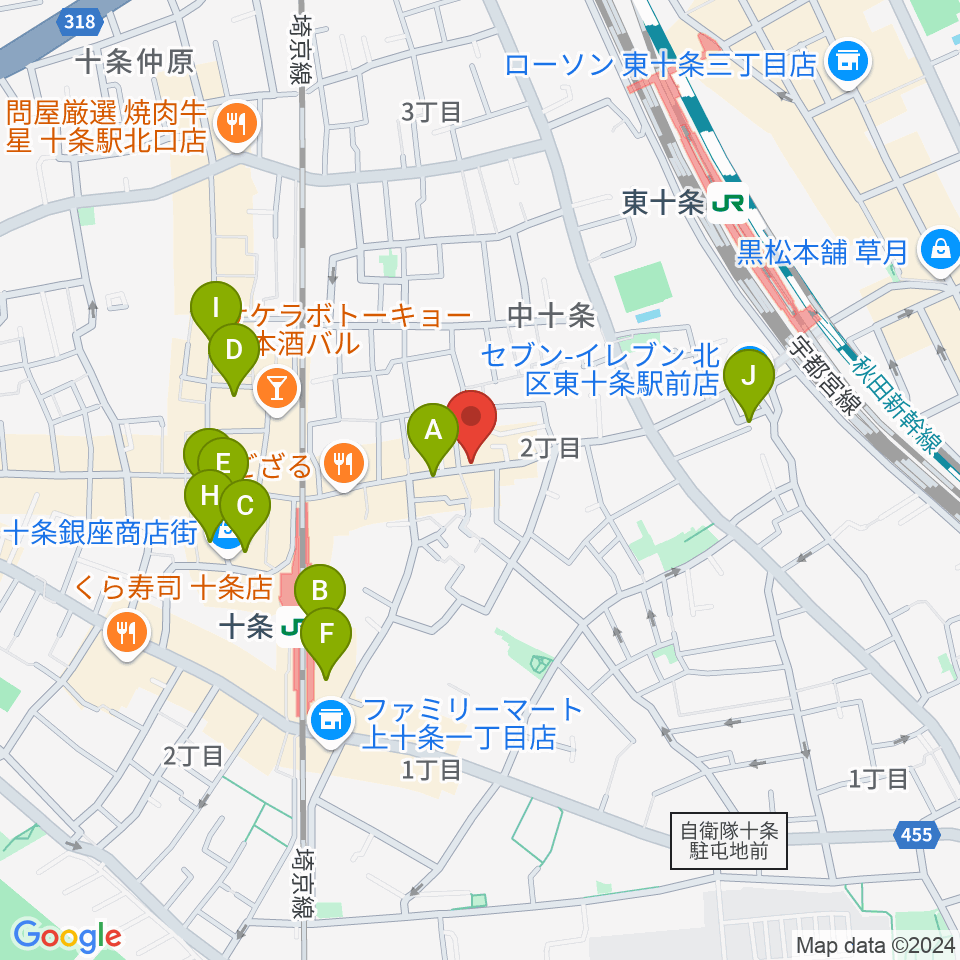 篠原演芸場周辺のカフェ一覧地図