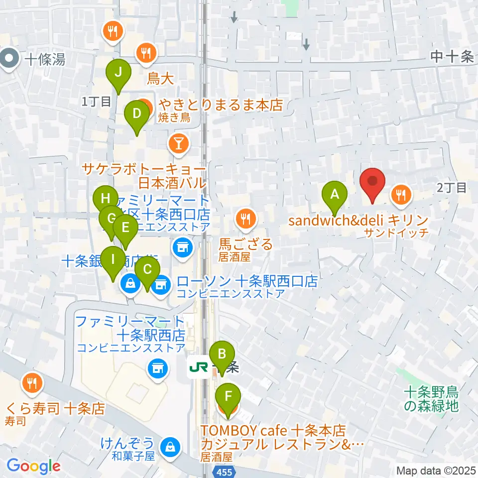 篠原演芸場周辺のカフェ一覧地図