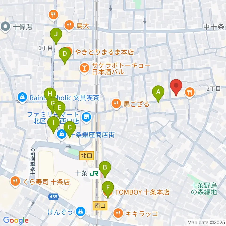 篠原演芸場周辺のカフェ一覧地図