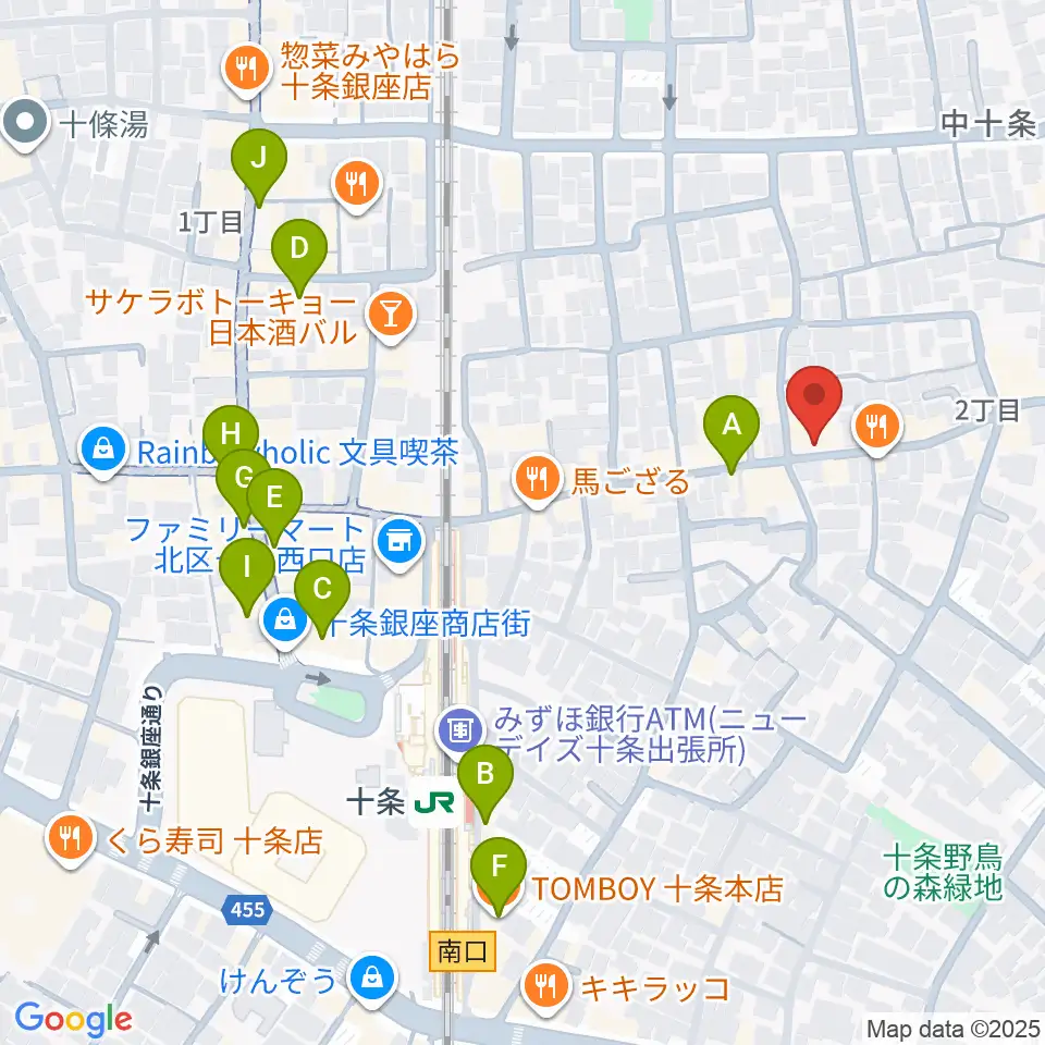 篠原演芸場周辺のカフェ一覧地図