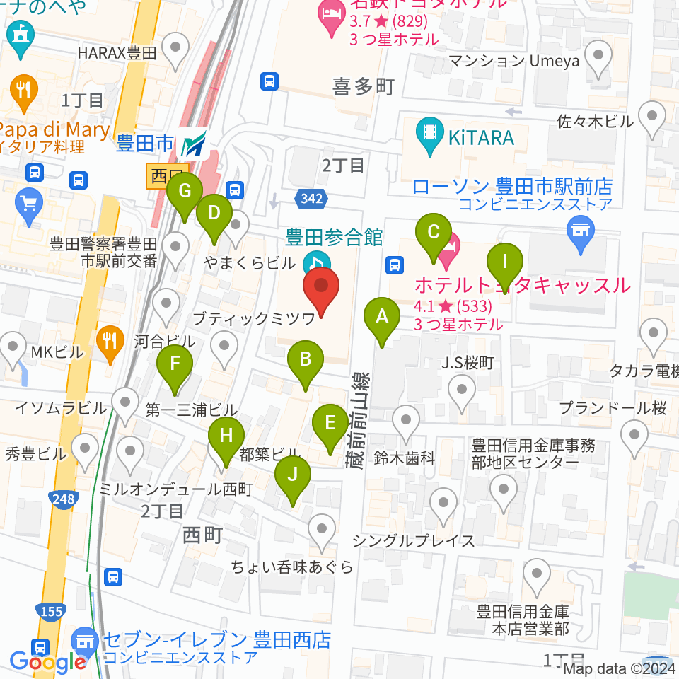 豊田市能楽堂周辺のカフェ一覧地図