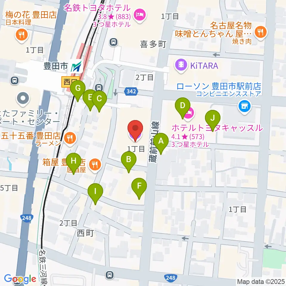 豊田市能楽堂周辺のカフェ一覧地図