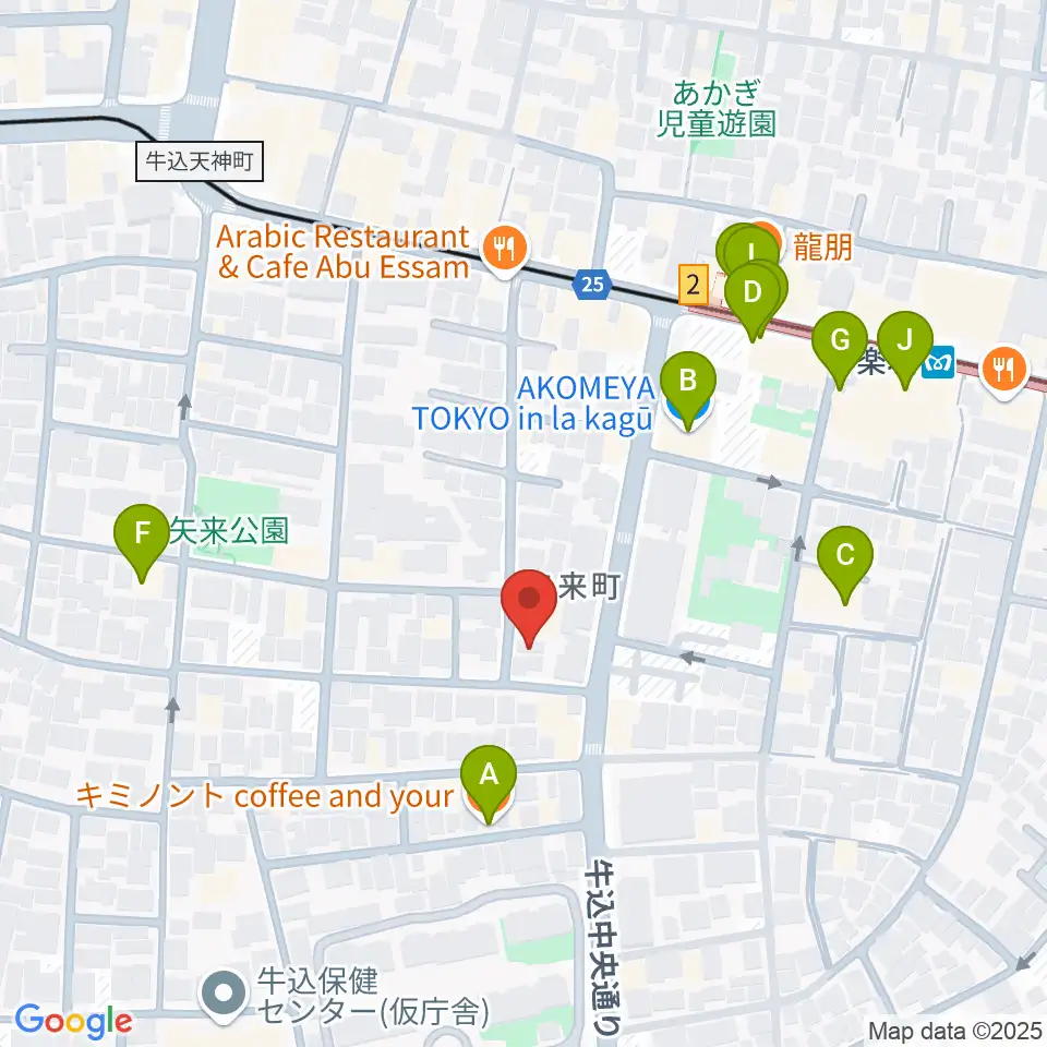 矢来能楽堂周辺のカフェ一覧地図