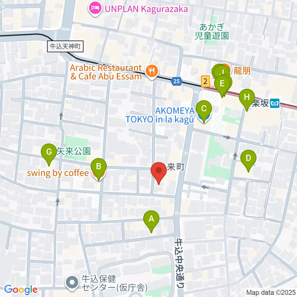 矢来能楽堂周辺のカフェ一覧地図