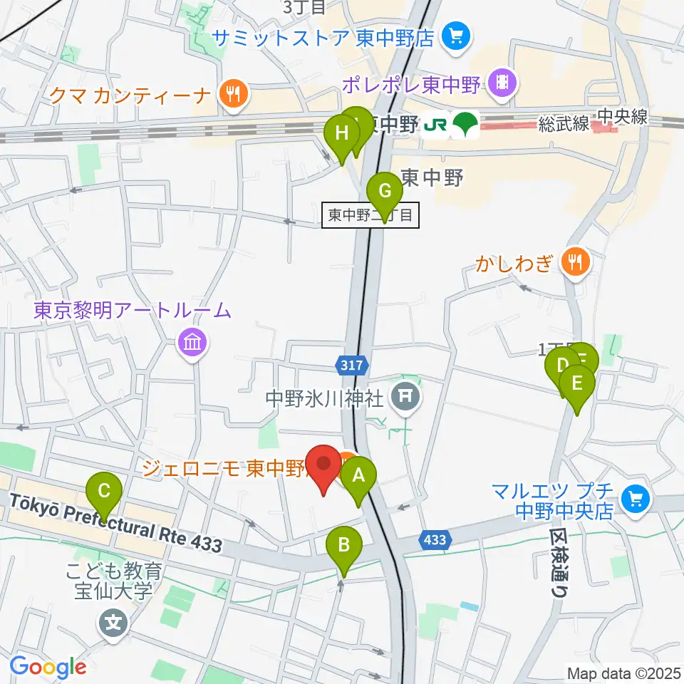 梅若能楽学院会館周辺のカフェ一覧地図