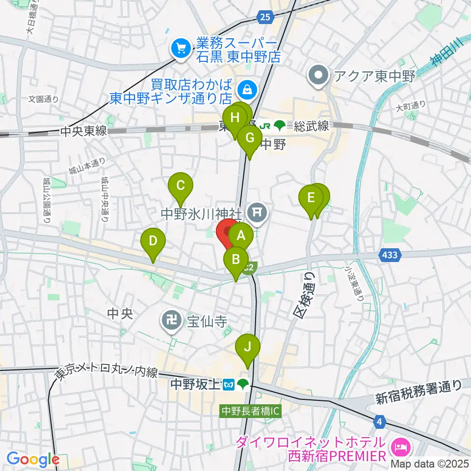 梅若能楽学院会館周辺のカフェ一覧地図
