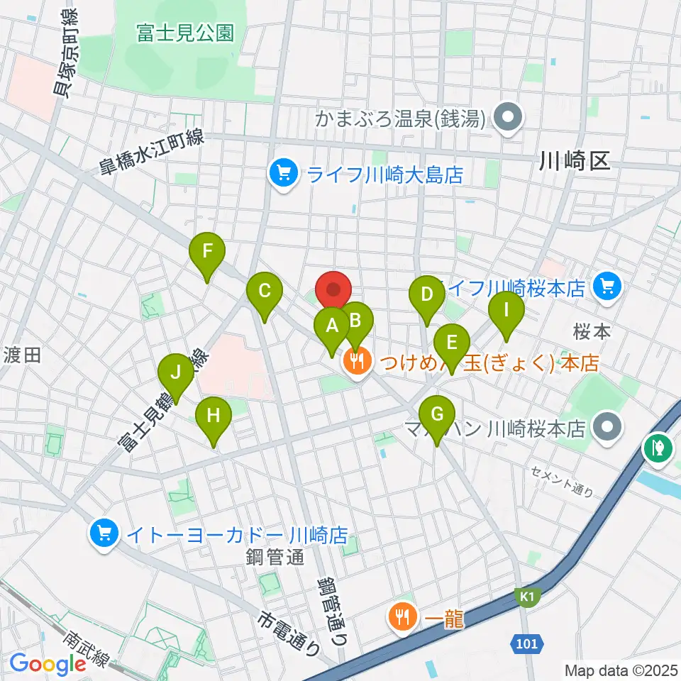 大島劇場周辺のカフェ一覧地図