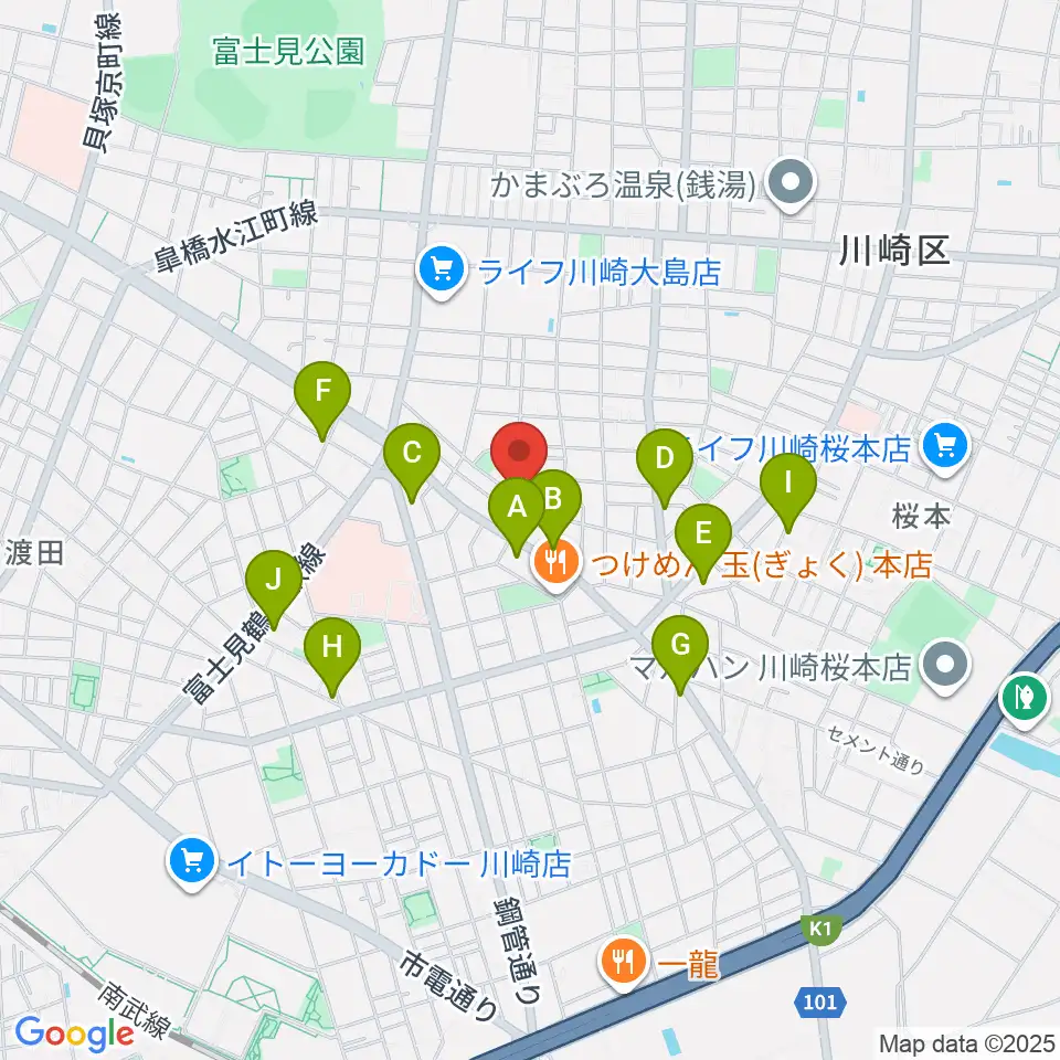 大島劇場周辺のカフェ一覧地図