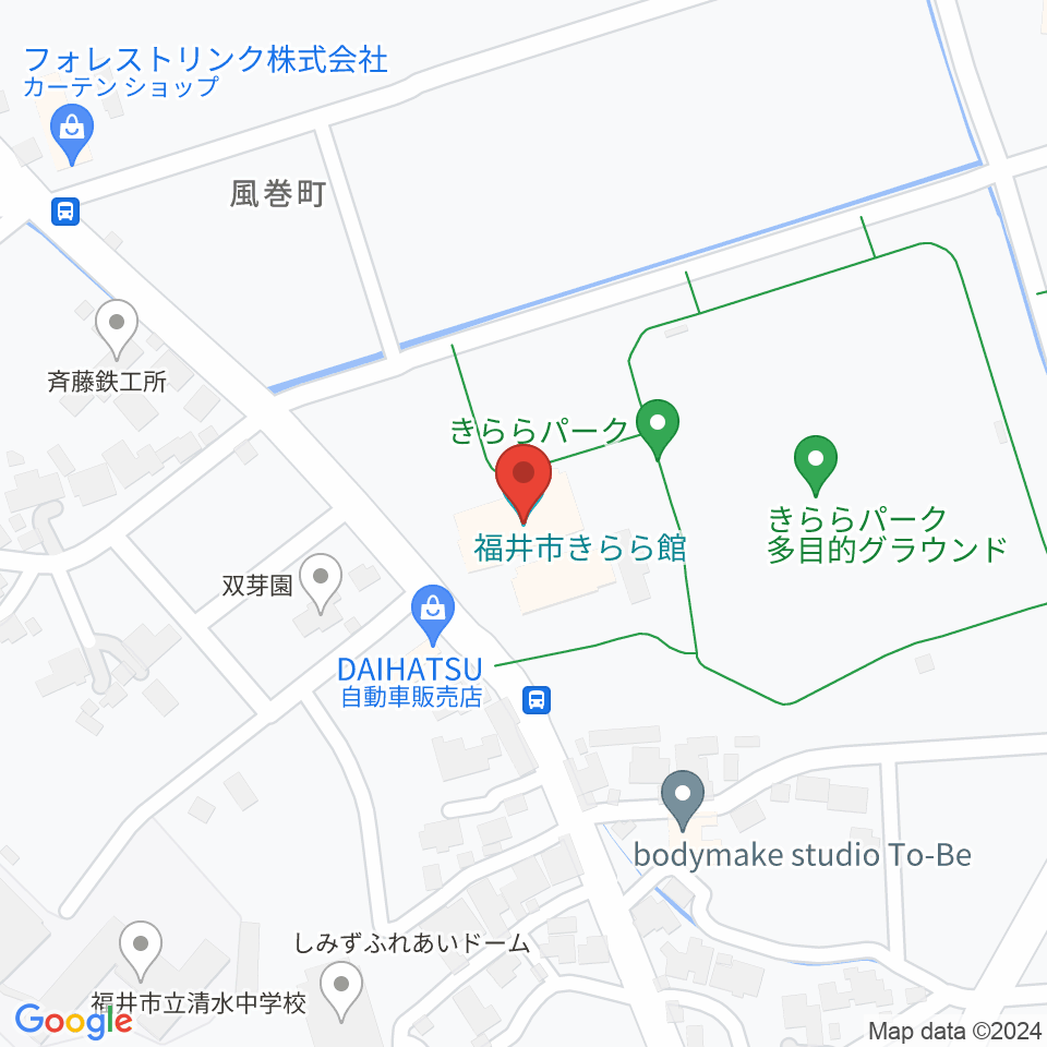 福井市きらら館周辺のカフェ一覧地図
