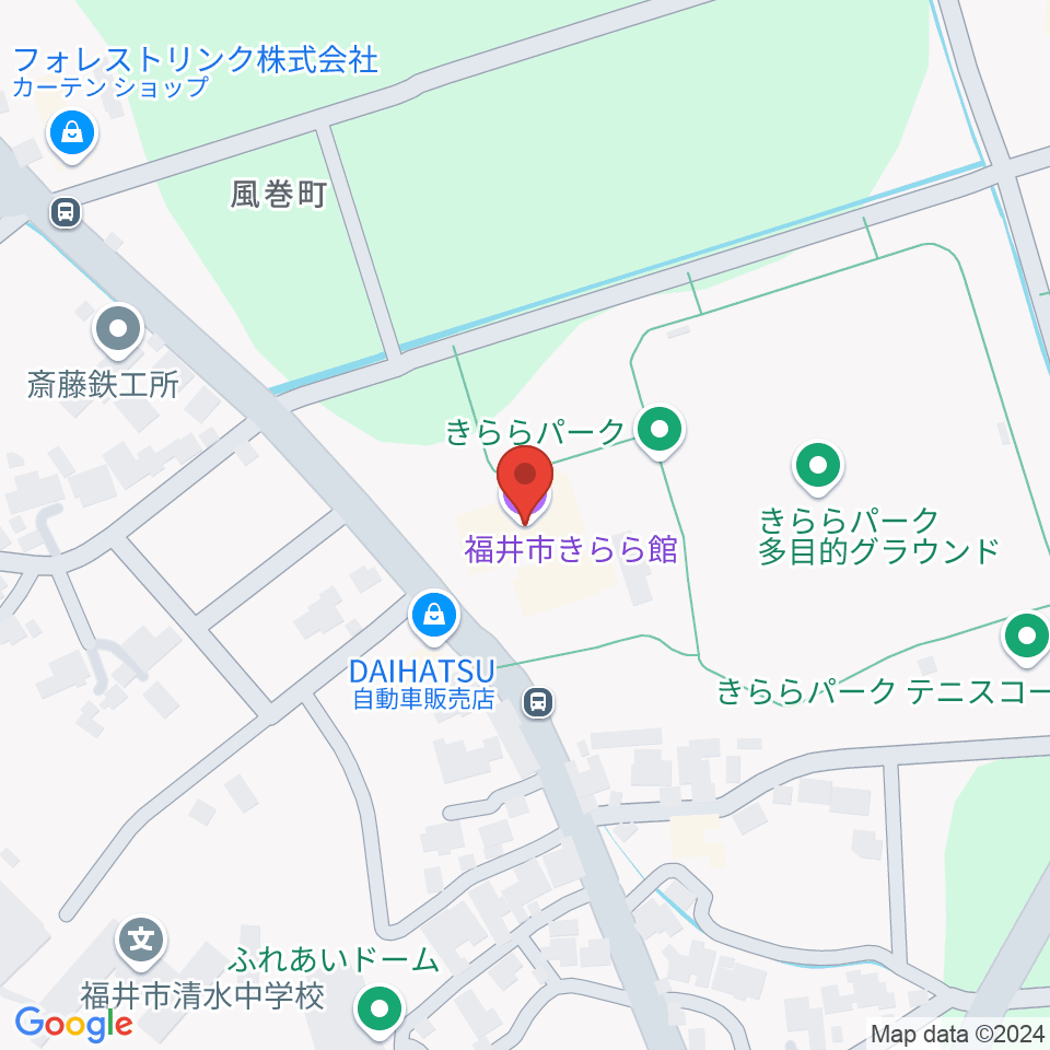 福井市きらら館周辺のカフェ一覧地図