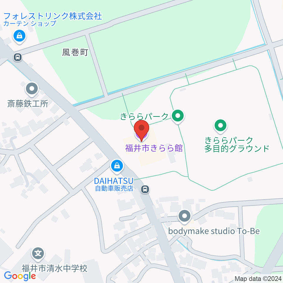 福井市きらら館周辺のカフェ一覧地図