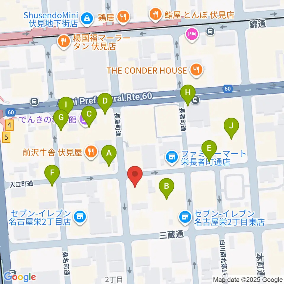 名古屋JAMMIN'周辺のカフェ一覧地図