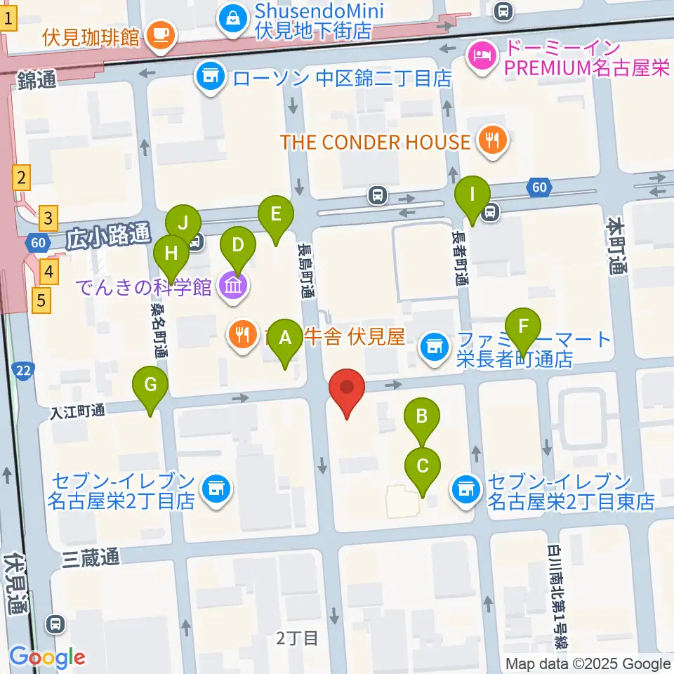 名古屋JAMMIN'周辺のカフェ一覧地図