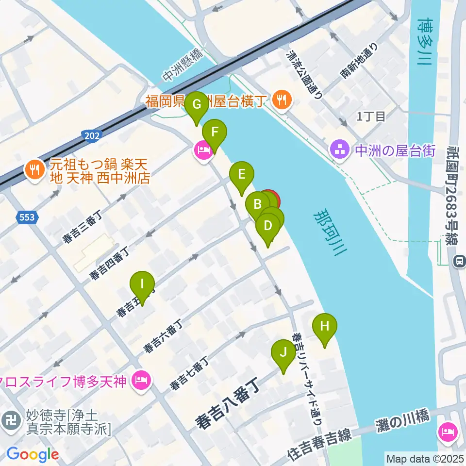 福岡インザ周辺のカフェ一覧地図
