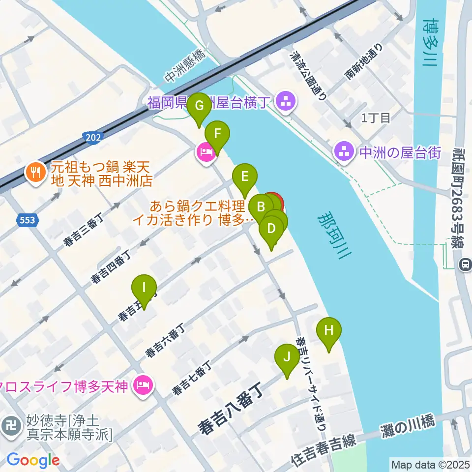 福岡インザ周辺のカフェ一覧地図