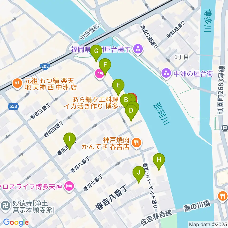 福岡インザ周辺のカフェ一覧地図