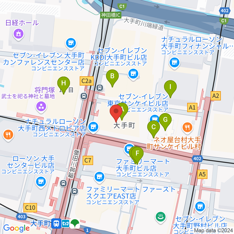 よみうり大手町ホール周辺のカフェ一覧地図