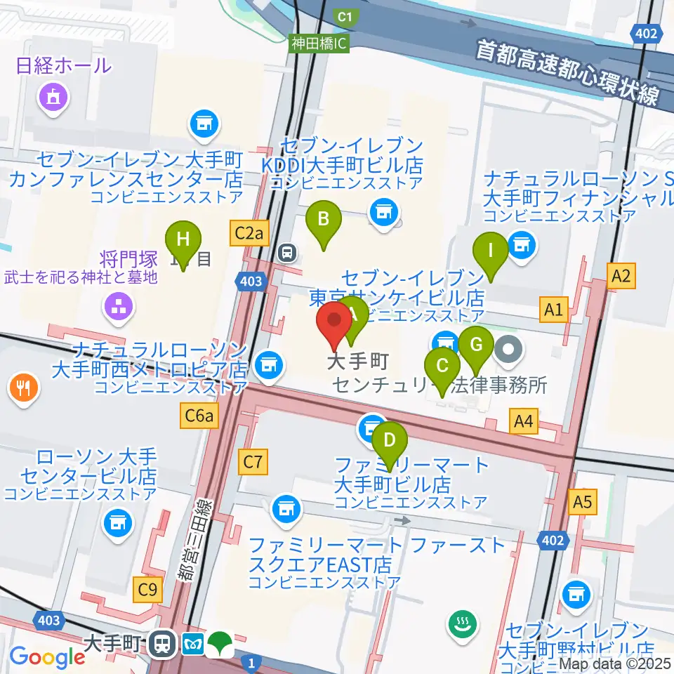 よみうり大手町ホール周辺のカフェ一覧地図