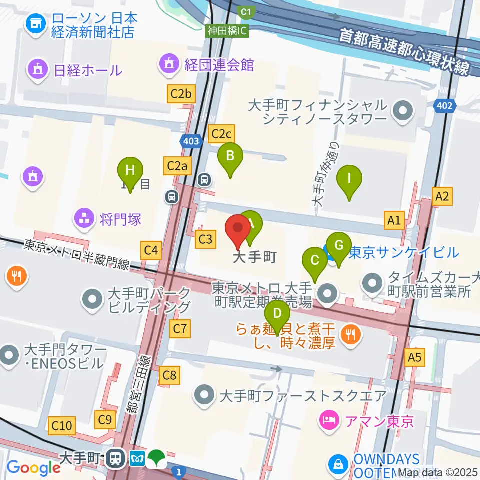 よみうり大手町ホール周辺のカフェ一覧地図