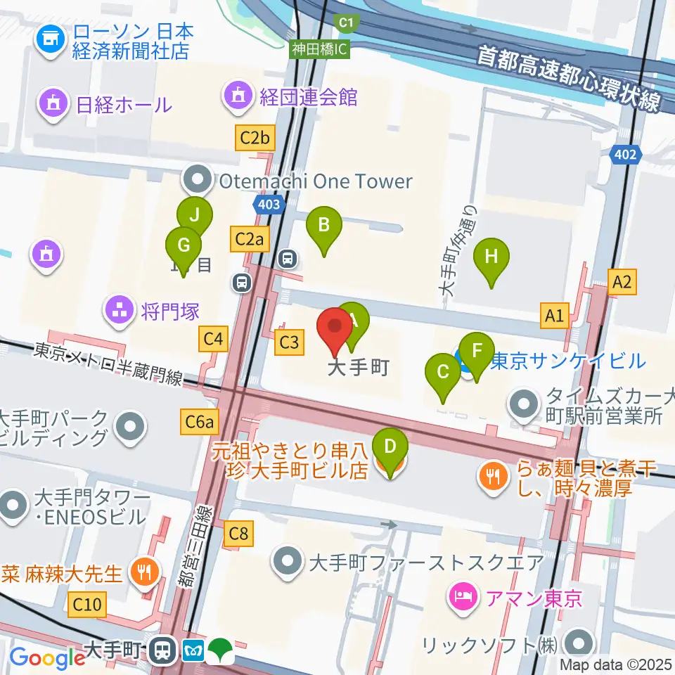 よみうり大手町ホール周辺のカフェ一覧地図