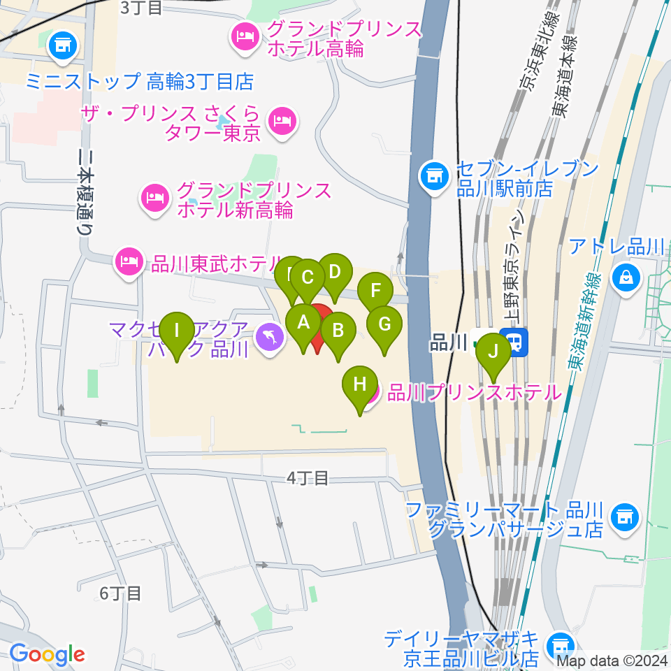 プリンスホール周辺のカフェ一覧地図