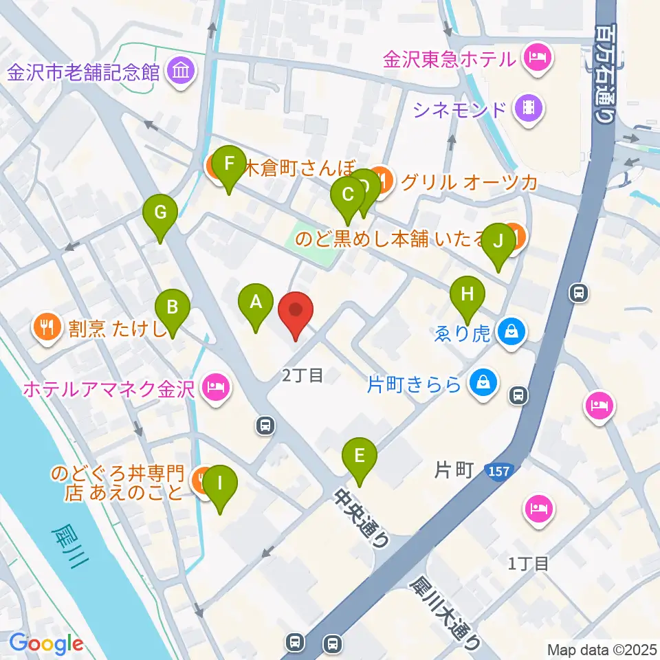 金沢ジェラスガイ周辺のカフェ一覧地図