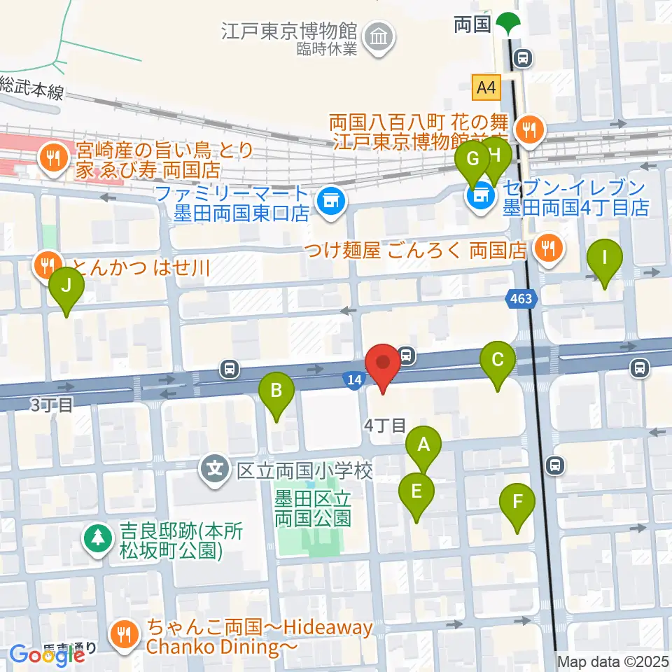 お江戸両国亭周辺のカフェ一覧地図