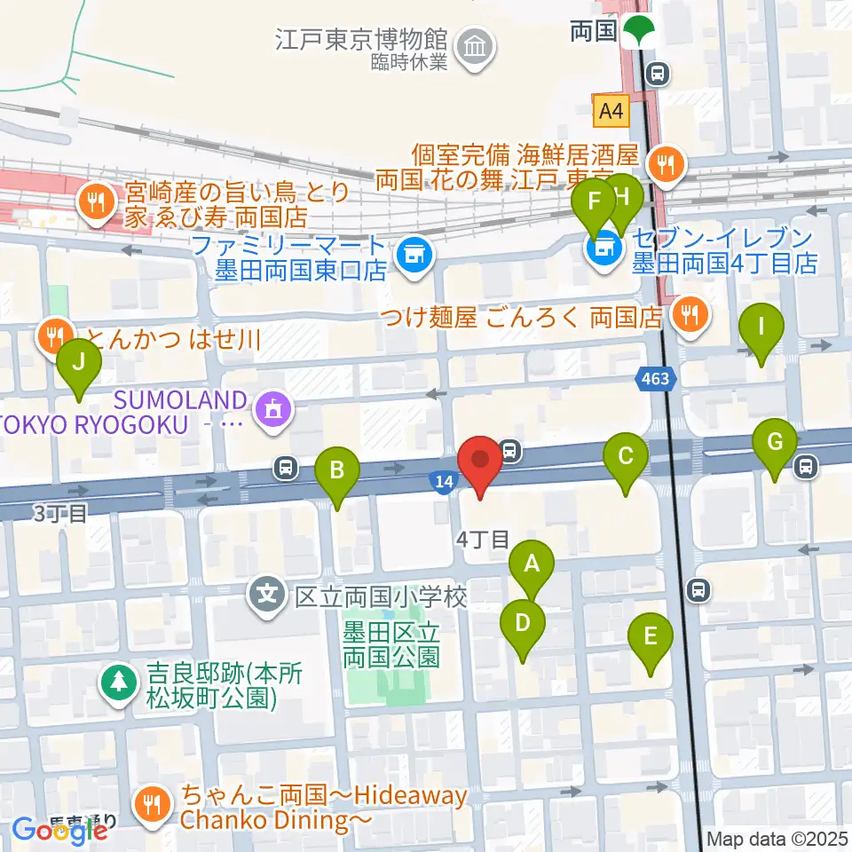 お江戸両国亭周辺のカフェ一覧地図