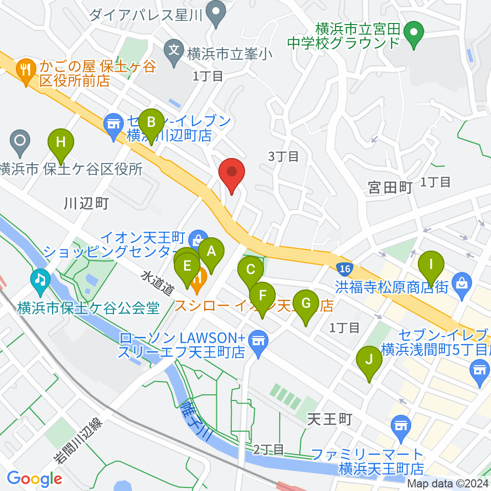 横浜峰岡ピアノ調律周辺のカフェ一覧地図