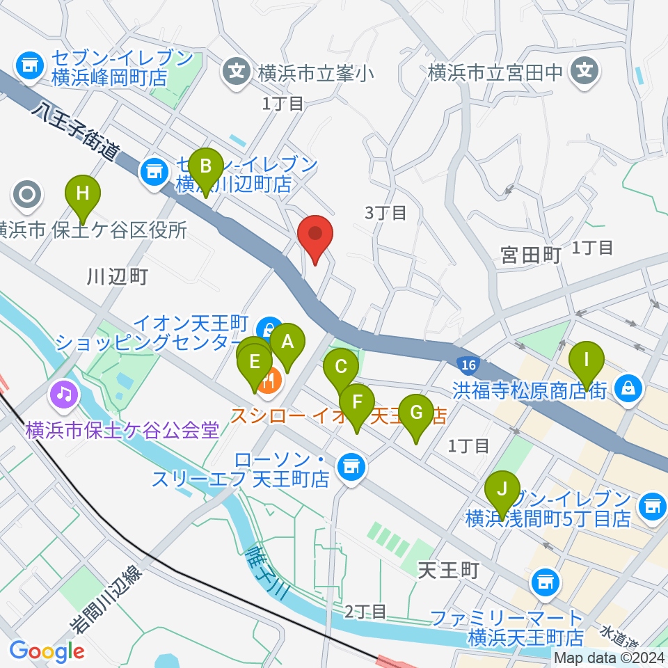 横浜峰岡ピアノ調律周辺のカフェ一覧地図