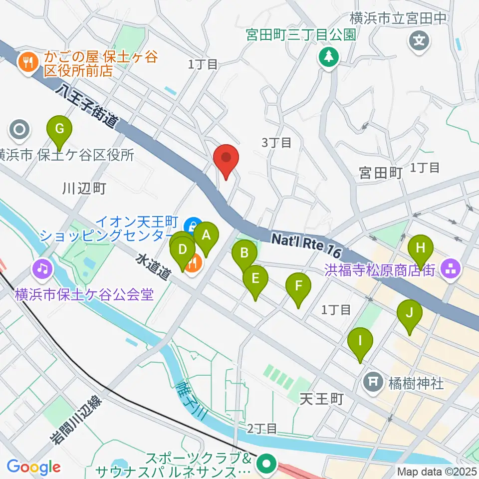 横浜峰岡ピアノ調律周辺のカフェ一覧地図