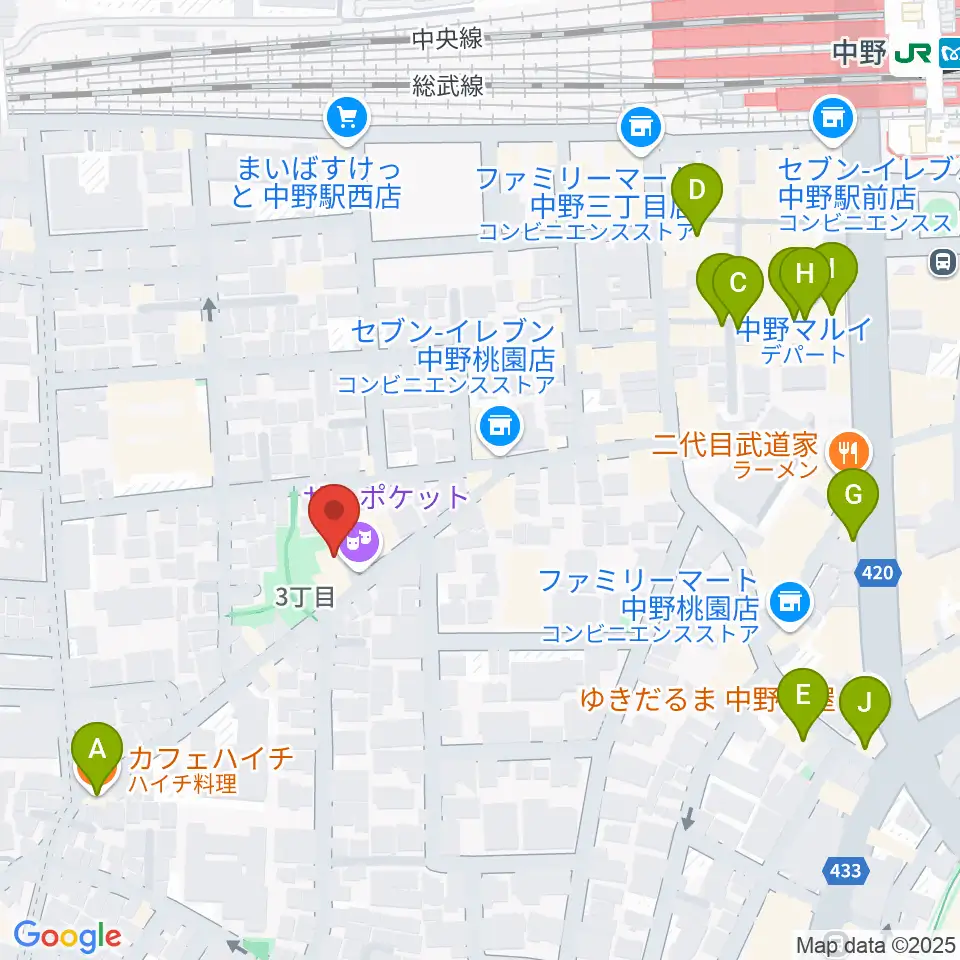 劇場MOMO周辺のカフェ一覧地図