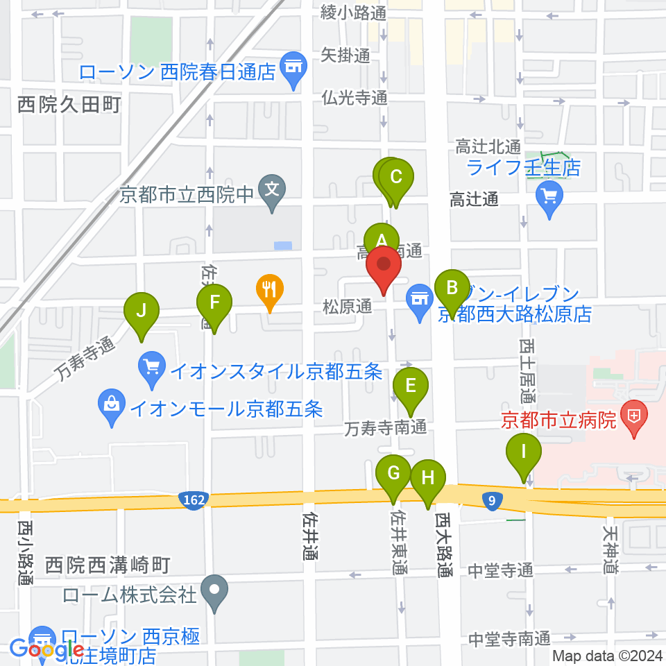 西院 和音堂周辺のカフェ一覧地図