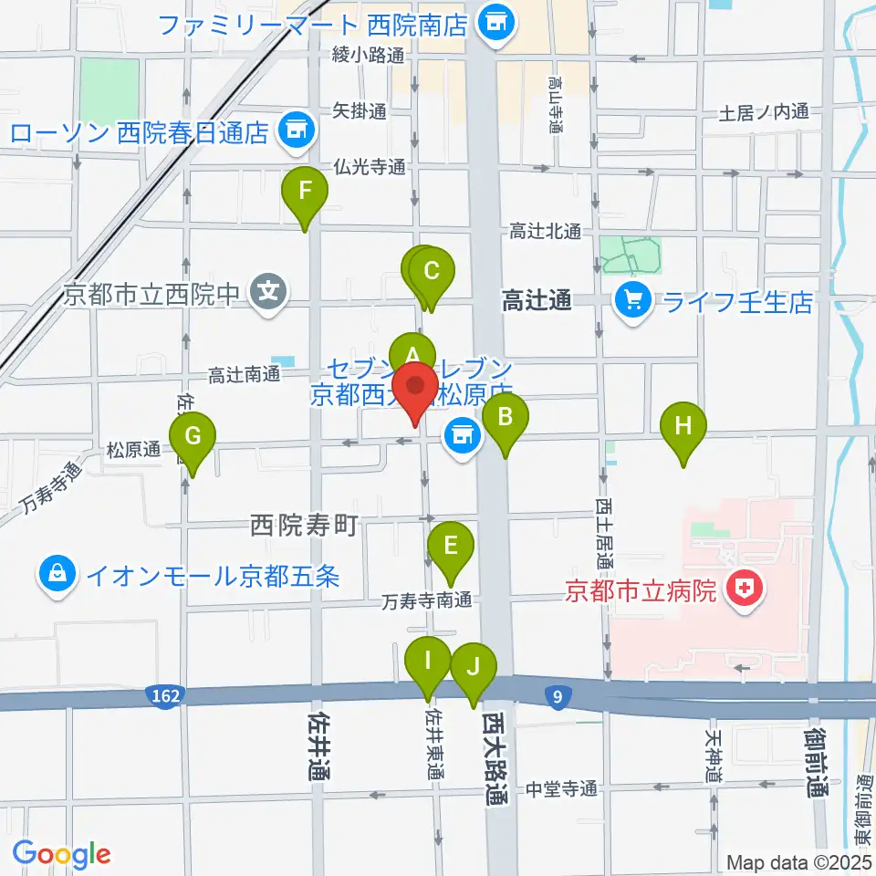 西院 和音堂周辺のカフェ一覧地図