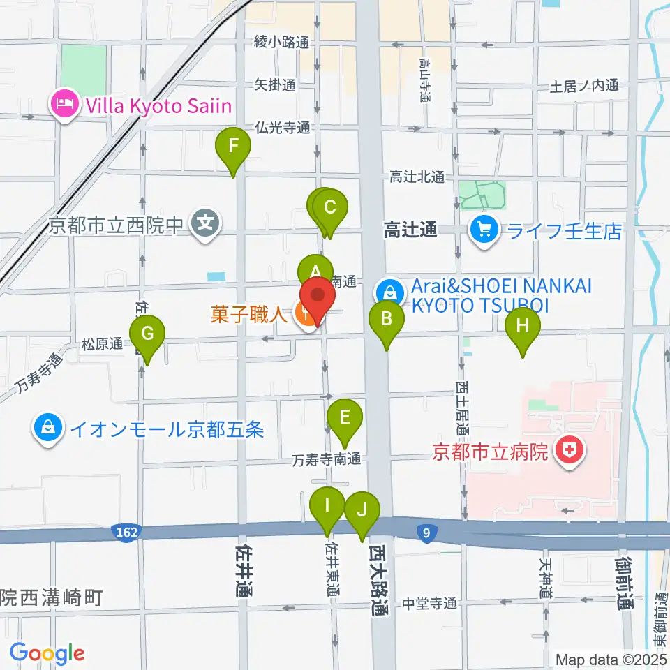 西院 和音堂周辺のカフェ一覧地図