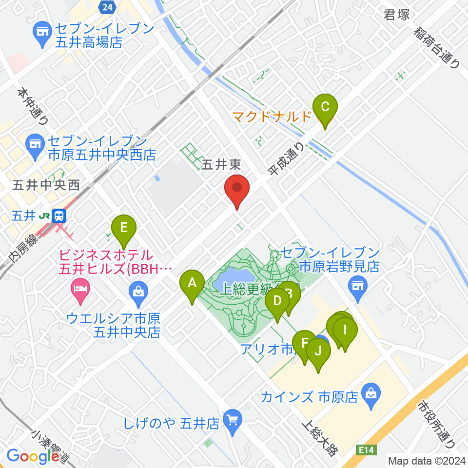 シツデン音楽教室周辺のカフェ一覧地図