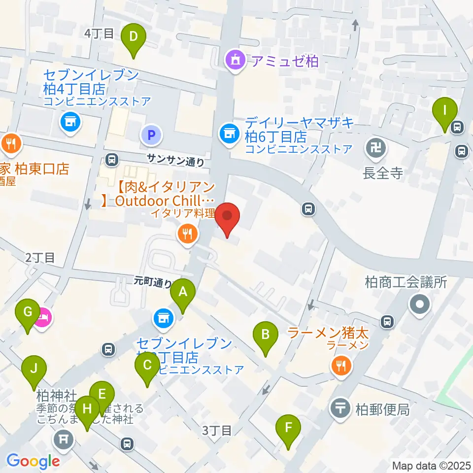 ボイストレーニング柏2周辺のカフェ一覧地図