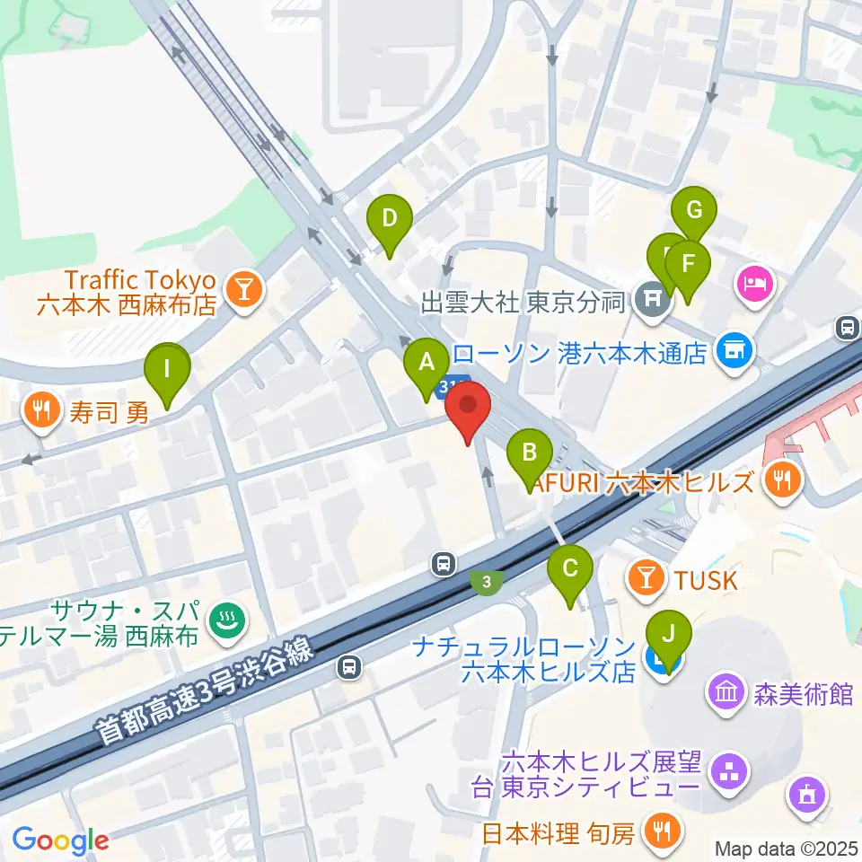 EXスタジオ六本木周辺のカフェ一覧地図