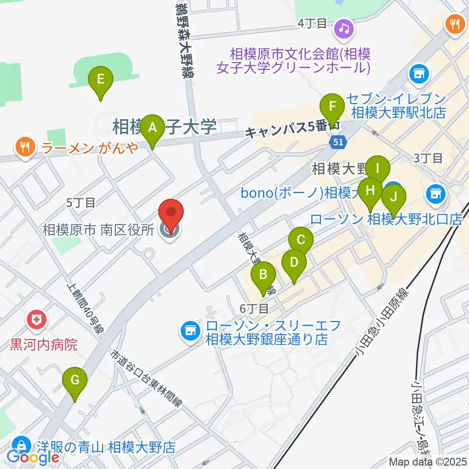 相模原南市民ホール周辺のカフェ一覧地図