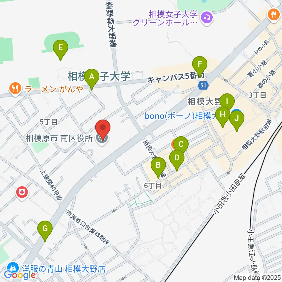 相模原南市民ホール周辺のカフェ一覧地図