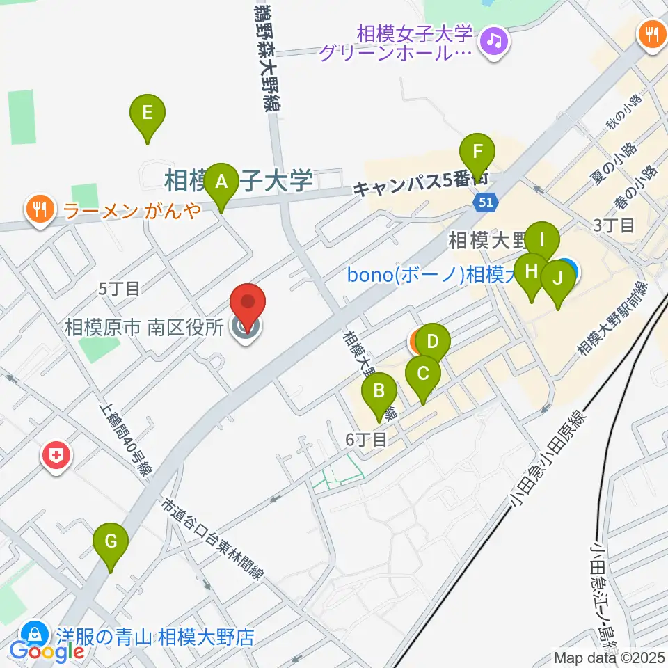 相模原南市民ホール周辺のカフェ一覧地図