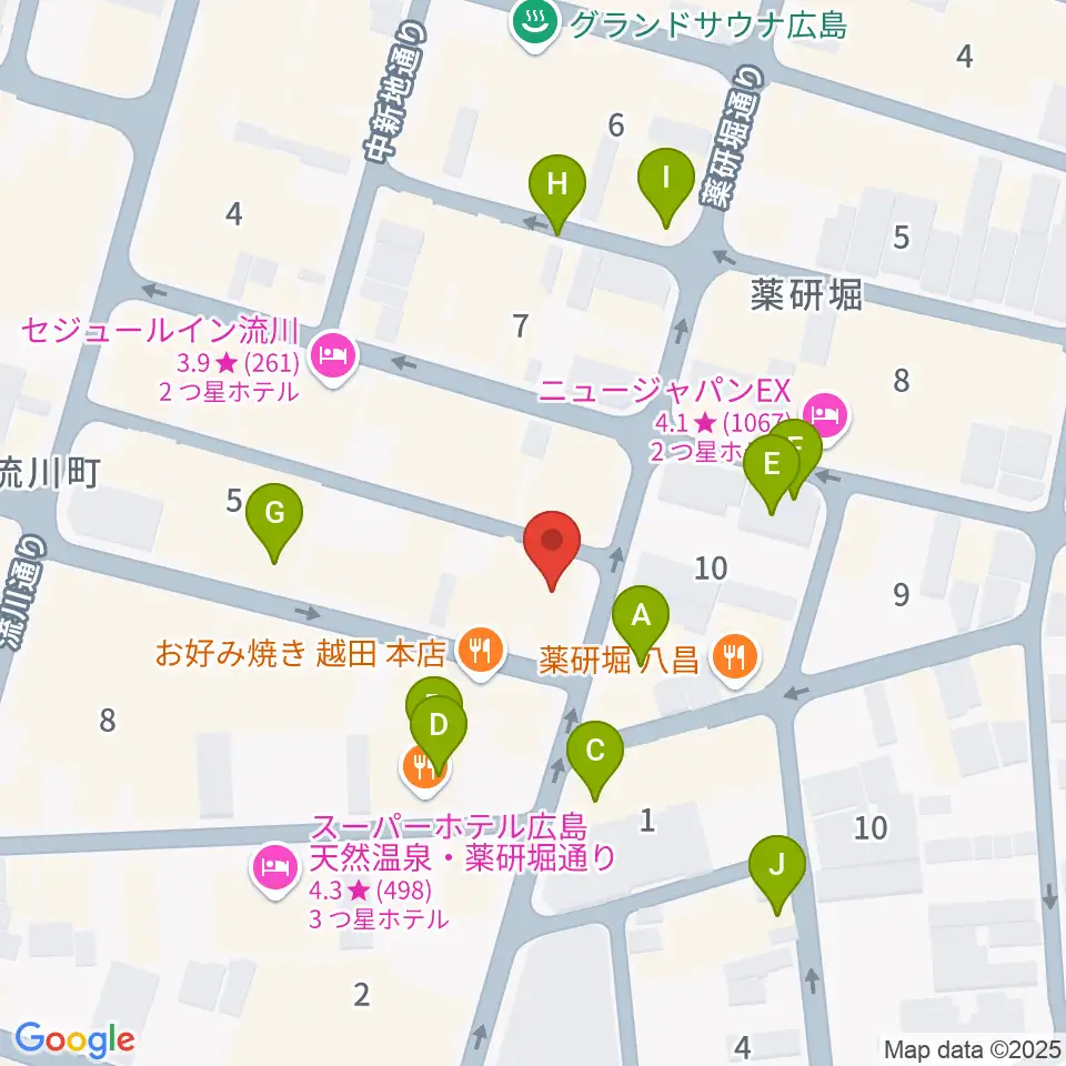 クラブクリーム広島周辺のカフェ一覧地図